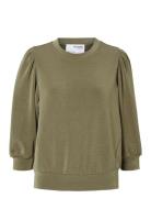 Slftenny 3/4 Sweat Top Tops Sweatshirts & Hoodies Sweatshirts Khaki Gr...