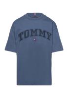 Varsity Embroidery Tee Ss Tops T-Kortærmet Skjorte Blue Tommy Hilfiger