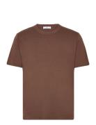 Knit Cotton T-Shirt Tops T-Kortærmet Skjorte Brown Mango