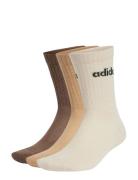 C Lin Crew 3P Sport Socks Regular Socks Beige Adidas Performance