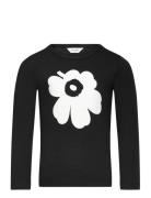 Yksi Unikko Placement Ii Tops T-shirts Long-sleeved T-Skjorte Black Ma...