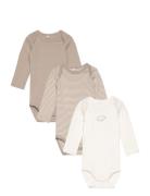 Nbnbody 3P Ls Y/D Core 2 Noos Bodies Long-sleeved Beige Name It