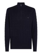 Classic Cotton Cable Zip Mock Tops Knitwear Half Zip Jumpers Navy Tomm...