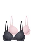 Radha-2Pp Plunge Lingerie Bras & Tops Push Up Bras Navy Dorina