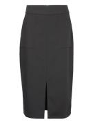 Sibylle Skirt Knælang Nederdel Black A-View