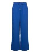 Elastic Waist Cotton Trousers Bottoms Trousers Straight Leg Blue Mango