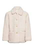 Faux Shearling Coat Jakke Cream Mango