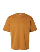 Slhlooseoscar Ss O-Neck Tee Noos Tops T-Kortærmet Skjorte Yellow Selec...