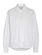 Nmfreja L/S Tie Shirt Wvn Fwd Tops Shirts Long-sleeved White NOISY MAY