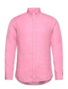 Slim Fit Linen Shirt Tops Shirts Linen Shirts Pink Polo Ralph Lauren