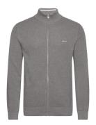 Cotton Pique Zip Cardigan Tops Knitwear Full Zip Jumpers Grey GANT