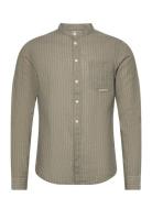 Cfanton Ls Cc Striped Linen Mix Shi Tops Shirts Linen Shirts Khaki Gre...