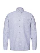 Comfort Cotton Linen Shirt Tops Shirts Linen Shirts Blue Tom Tailor