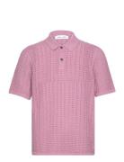 Saleon Polo 15164 Designers Knitwear Short Sleeve Knitted Polos Pink S...