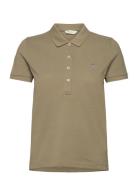 Slim Sheild Cap Sleeve Pique Polo Tops T-shirts & Tops Polos Khaki Gre...