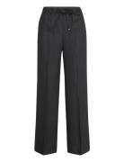 Linen-Blend Elastic Waist Trousers Bottoms Trousers Linen Trousers Bla...