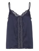 Camisole Lace Satin Top Navy Lindex