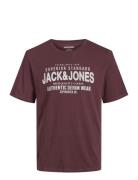 Jjjeans Tee Ss O-Neck Ln Tops T-Kortærmet Skjorte Burgundy Jack & J S