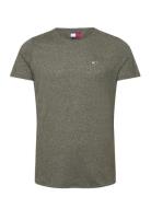 Tjm Slim Jaspe C Neck Tops T-Kortærmet Skjorte Khaki Green Tommy Jeans