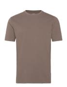 Mens Stretch Crew Neck Tee S/S Tops T-Kortærmet Skjorte Brown Lindberg...