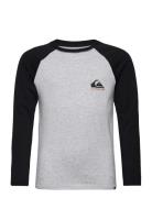 Comp Logo Raglan Ls Yth Tops T-shirts Long-sleeved T-Skjorte Grey Quik...