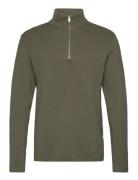 Half Zip Rib Knit Tops Knitwear Half Zip Jumpers Green Lindbergh