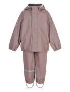 Pu Rain W. Susp. Recycled Outerwear Rainwear Rainwear Sets Pink Mikk-l...