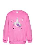 Sweatshirt Unicorn Face Tops Sweatshirts & Hoodies Sweatshirts Pink Li...