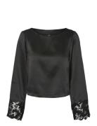 Vmmerle Lace Ls Boat Neck Top Wvn Ga Tops Blouses Long-sleeved Black V...