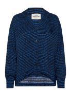 Star Henny Shirt Aop Tops Blouses Long-sleeved Blue Mads Nørgaard
