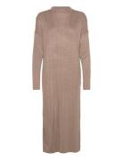 Onltess Ls Highneck Midi Dress Knt Knælang Kjole Beige ONLY