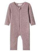 Nbfwang Wool Needle Nightsuit Solid Langærmet Body Purple Name It