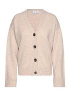 V-Neck Wide Cardigan Tops Knitwear Cardigans Beige Davida Cashmere