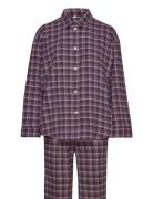 Flannel Pyjamas Set Pyjamas Nattøj Burgundy Becksöndergaard