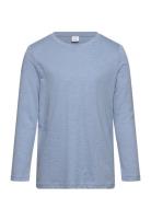 Top L S Slub Basic Tops T-shirts Long-sleeved T-Skjorte Blue Lindex