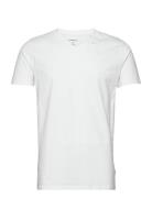 Mens Stretch V-Neck Tee S/S Tops T-Kortærmet Skjorte White Lindbergh