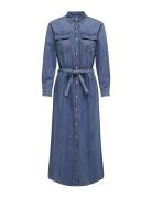 Onltrudy L/S Belt Dnm Dress Akm Maxikjole Festkjole Blue ONLY