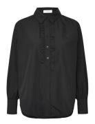 Rwsebony Shirt W/Ruffles Tops Shirts Long-sleeved Black Rosemunde