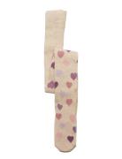 Tights Sg Cotton W Hearts Aop Tights Beige Lindex