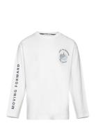 Printed Long Sleeve T-Shirt Tops T-shirts Long-sleeved T-Skjorte White...