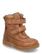 Rub Sole™ Velcro Boot Tex Vinterstøvler Med Burrebånd Brown Pom Pom