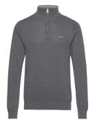 Cotton Pique Halfzip Tops Knitwear Half Zip Jumpers Grey GANT