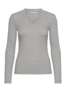 Dagnaiw Melange V-Neck Ls Tops Knitwear Jumpers Grey InWear