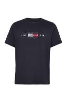 Hilfiger Flag Embro Tee Tops T-Kortærmet Skjorte Navy Tommy Hilfiger