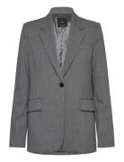 Pinstripe Suit Jacket Blazers Single Breasted Blazers Grey Mango