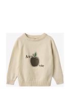 Alon Apple Text Pullover Tops Sweatshirts & Hoodies Sweatshirts Cream ...