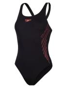 Womens Placement Muscleback Sport Swimsuits Black Speedo