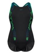 Womens Placement Laneback 1 Pc Sport Swimsuits Black Speedo