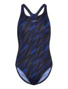 Womens Hyperboom Allover Medalist Sport Swimsuits Black Speedo