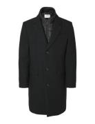 Slhnew Joseph Coat Noos Uldfrakke Frakke Black Selected Homme